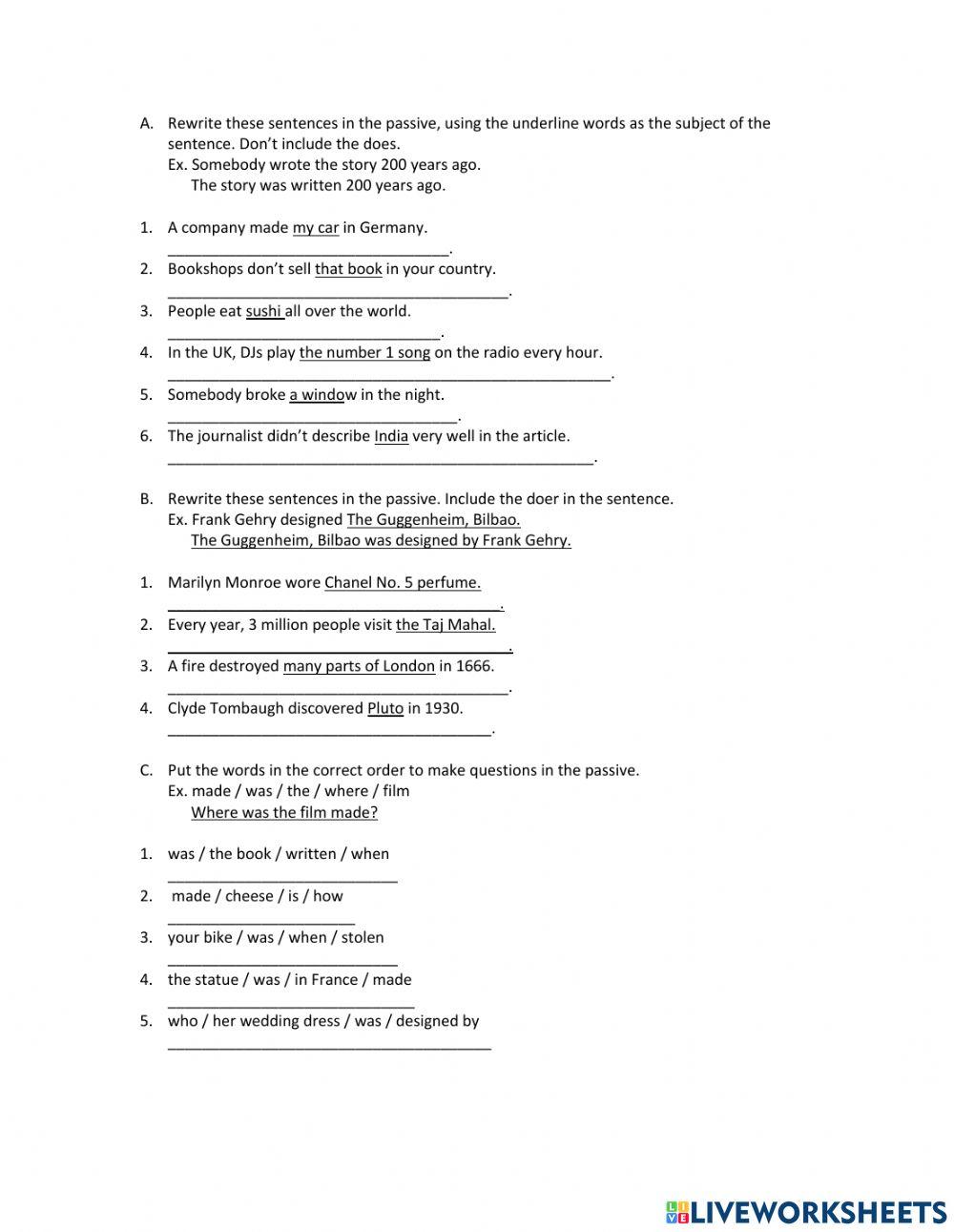 Grammar Exercise online exercise for | Live Worksheets