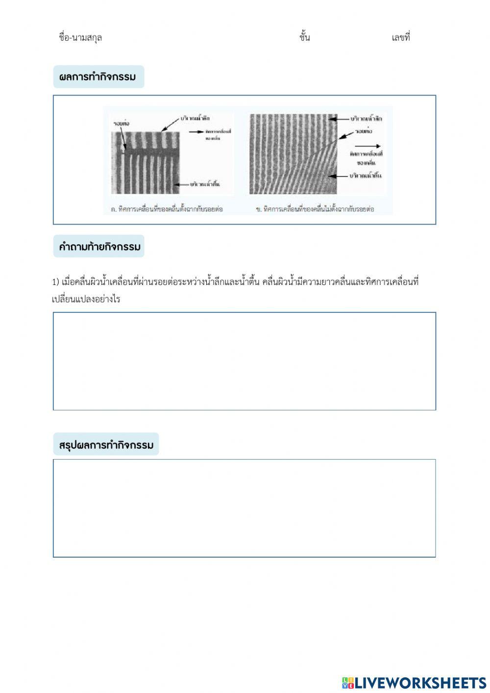ม.6 - ใบกิจกรรม 4.3 การหักเหของคลื่น