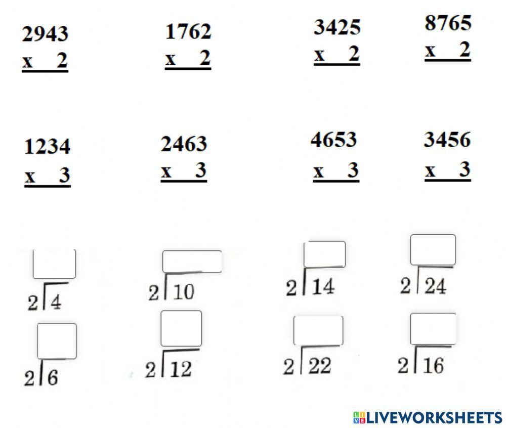 Multiply 4 digit numbers by 3