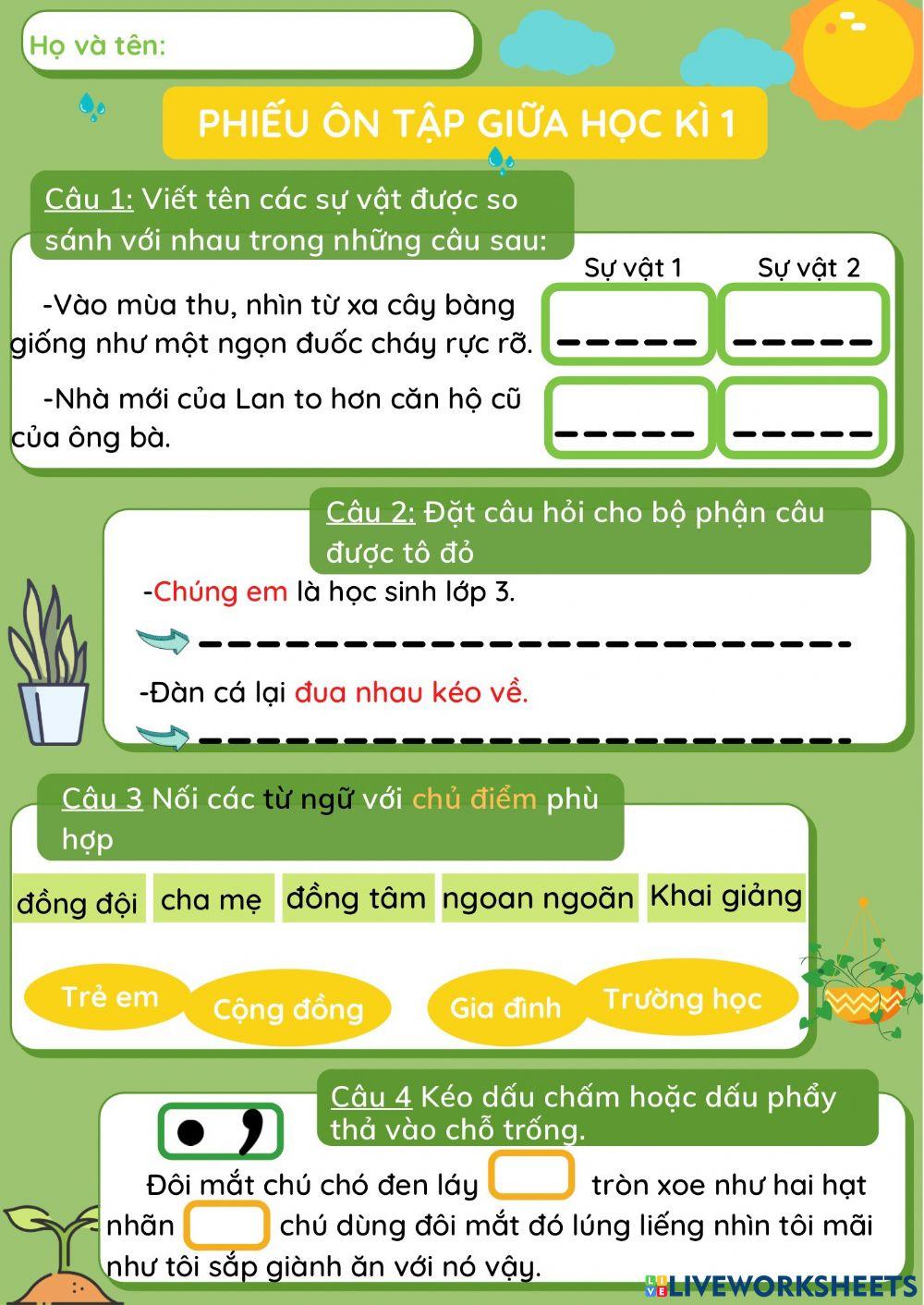 PHIẾU ÔN TẬP GHK1 (viết)