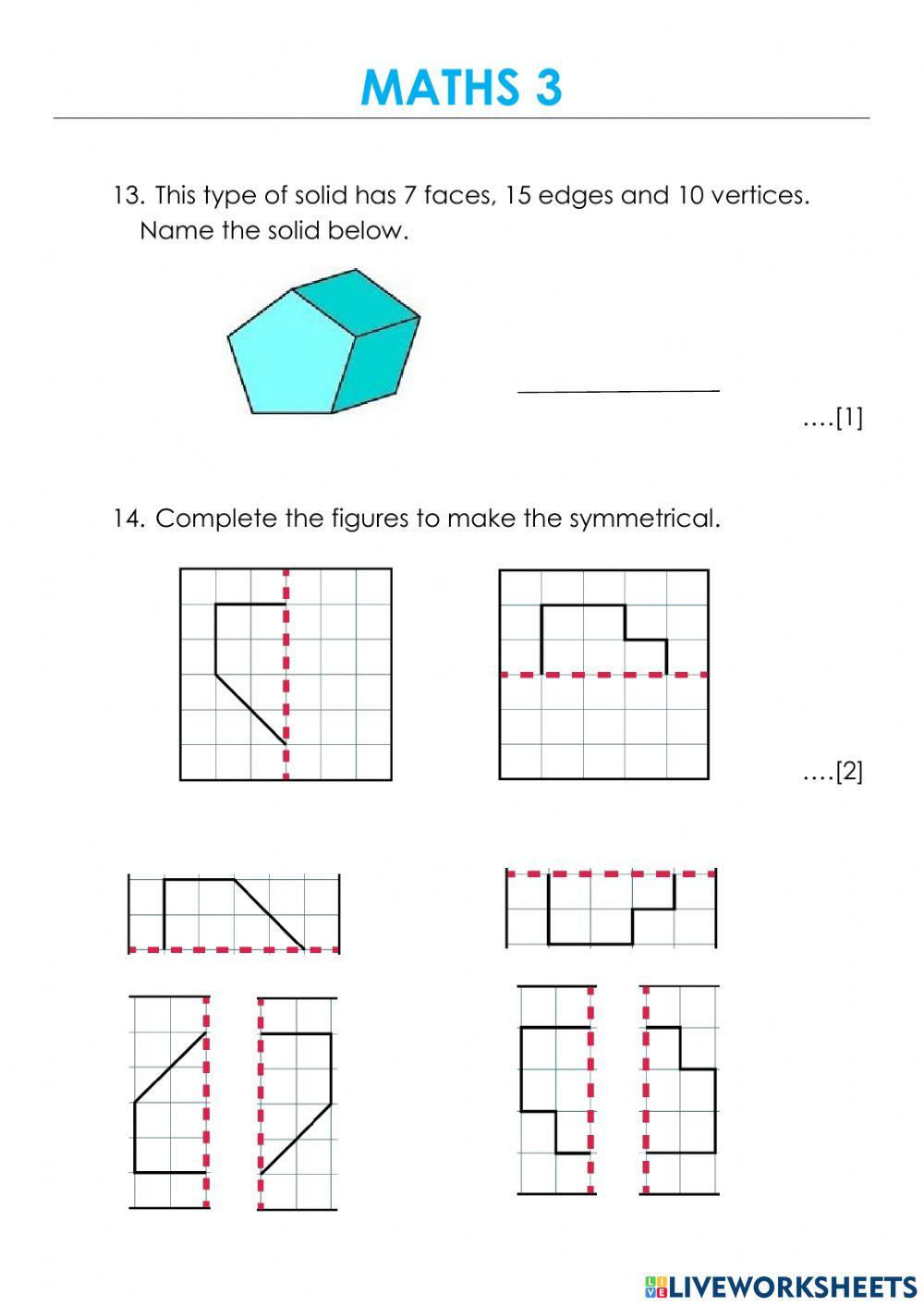 First Term Examination in Maths (Year 3)