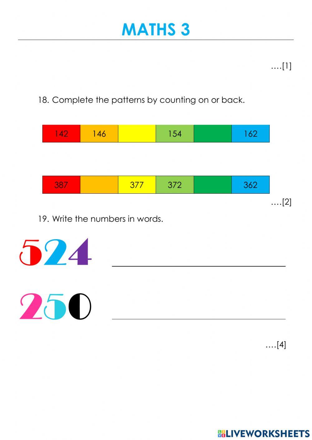 First Term Examination in Maths (Year 3)