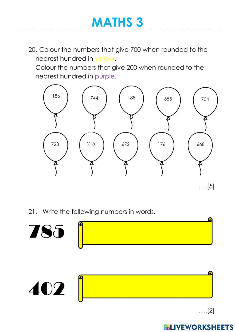 First Term Examination in Maths (Year 3)