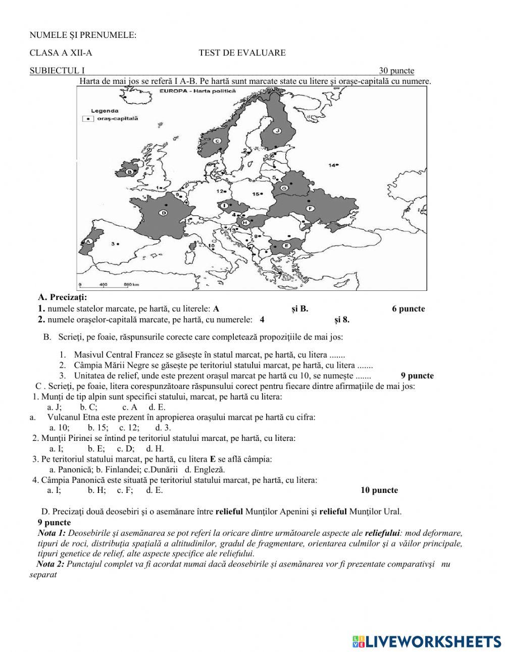 Relieful europei si munții carpati