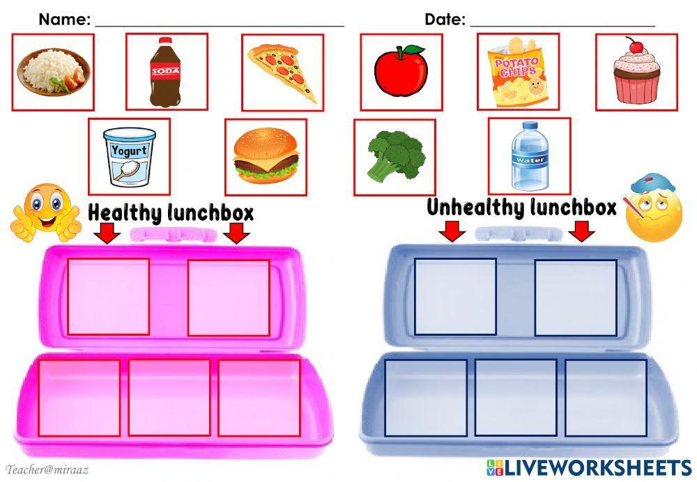 Lunchtime - Healthy and Unhealthy Lunch Box