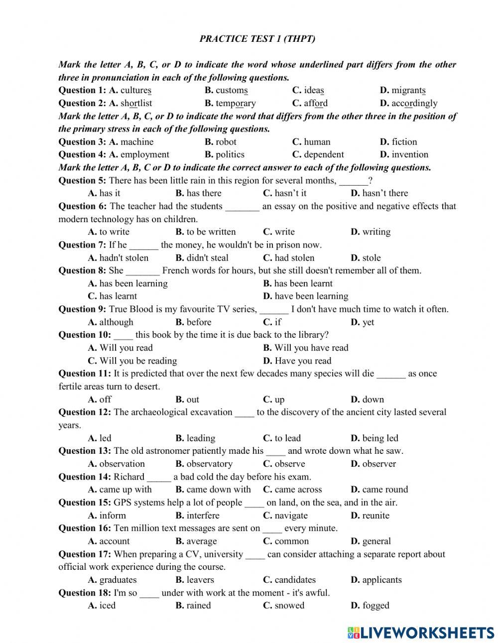 Practice test 1 (thpt)