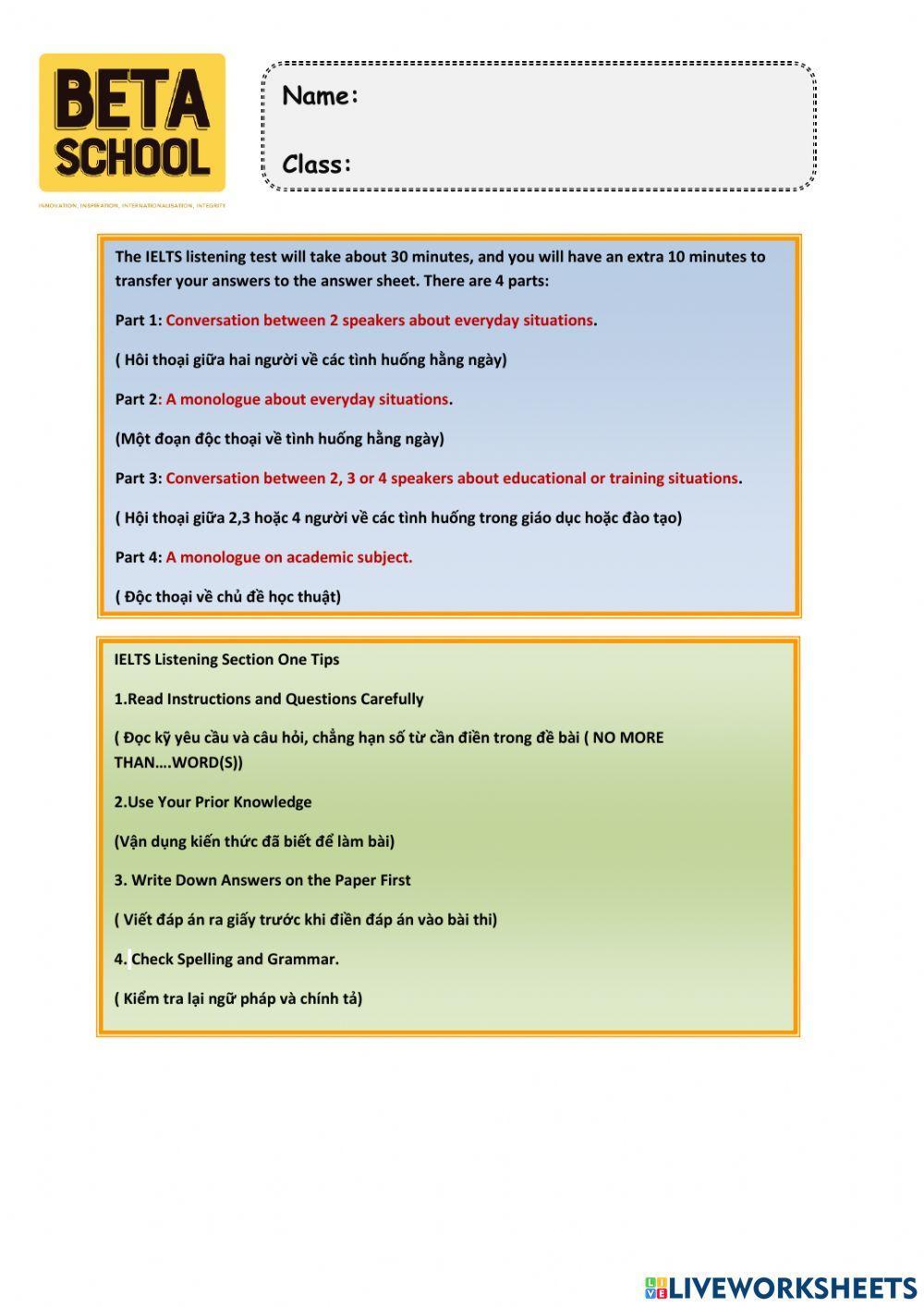 Ielts Listening part 1 (1)