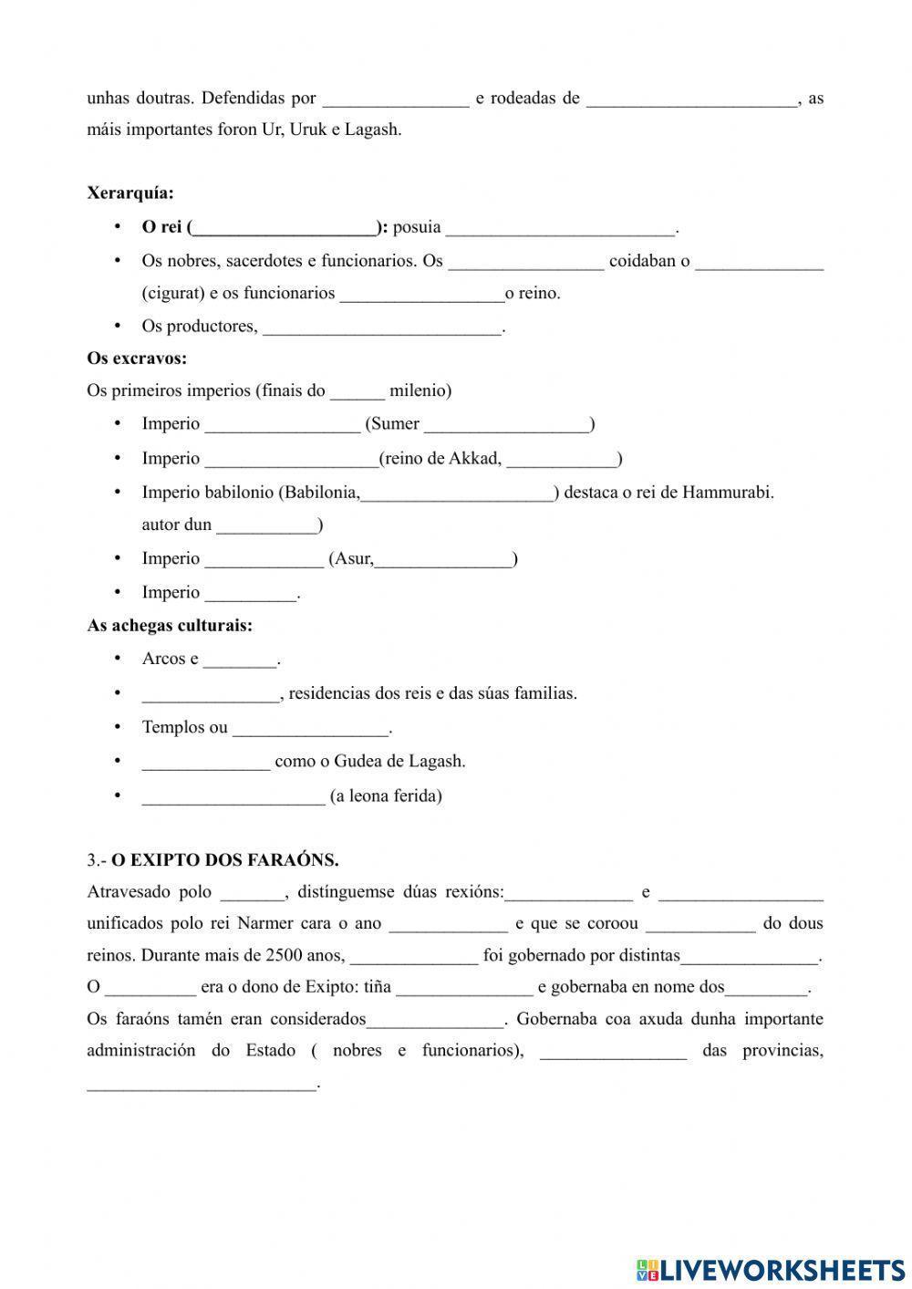 Resumo de Mesopotamia e Exipto