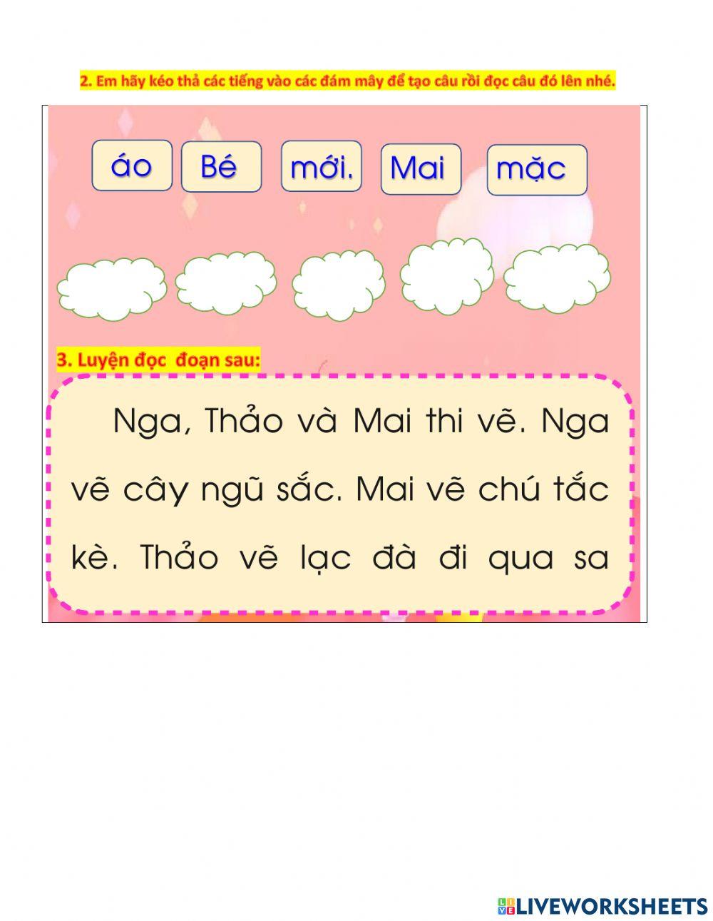 Tiếng Viêt 1: Luyện đọc ac, ăc