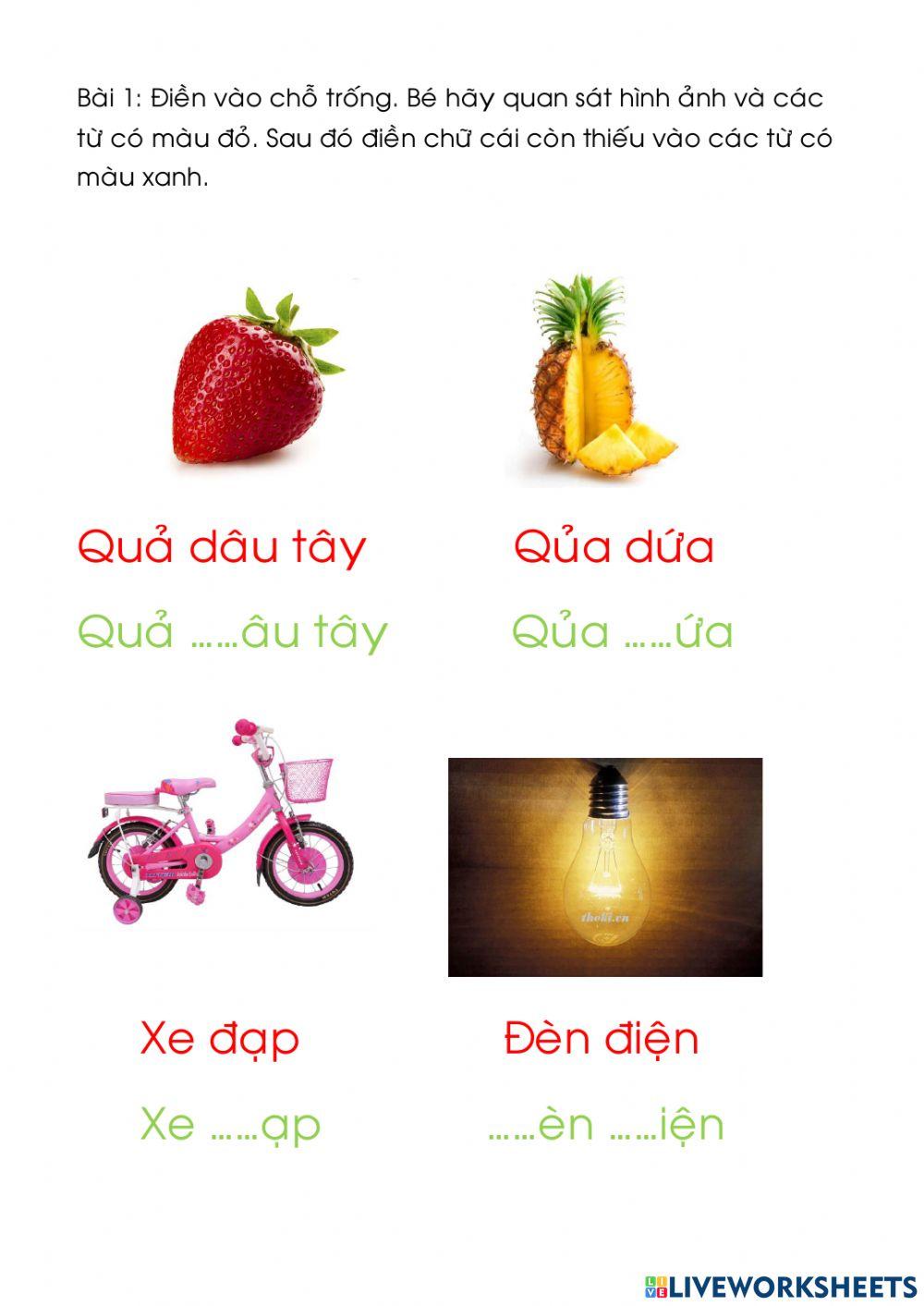 Bài tập chữ cái d đ