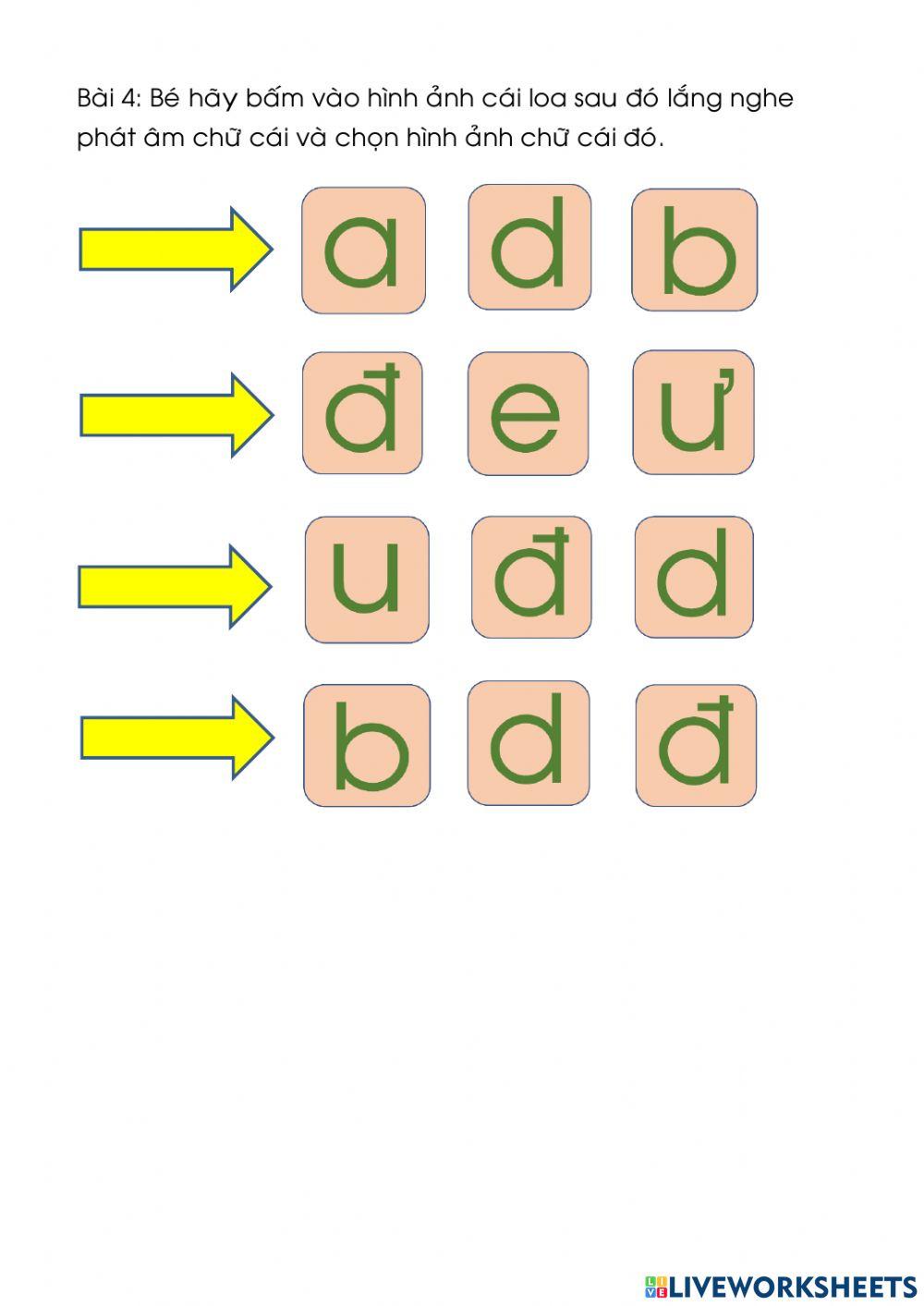 Bài tập chữ cái d đ