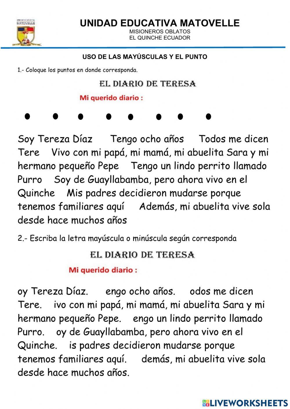 Uso de las mayúsculas y el punto