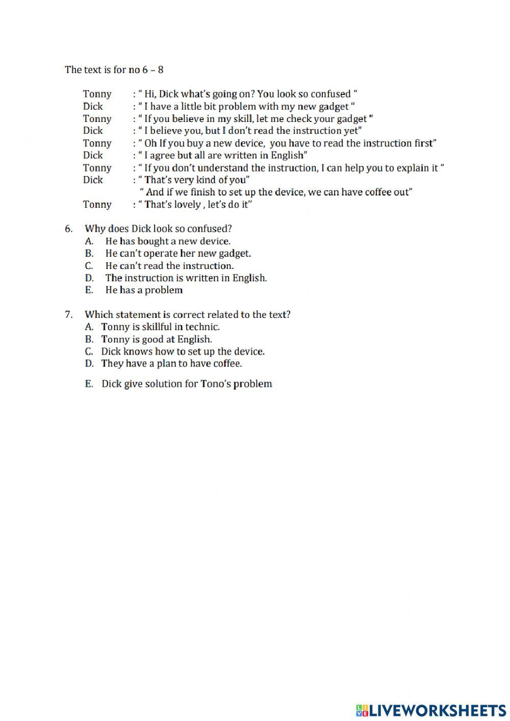 Unit 5 - What Should I Do (Test)