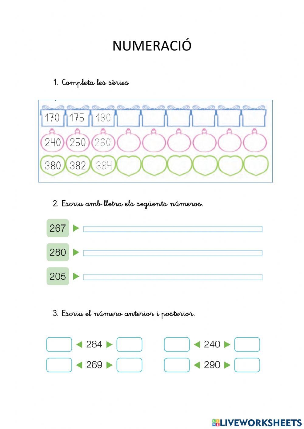Numeració fins al 399
