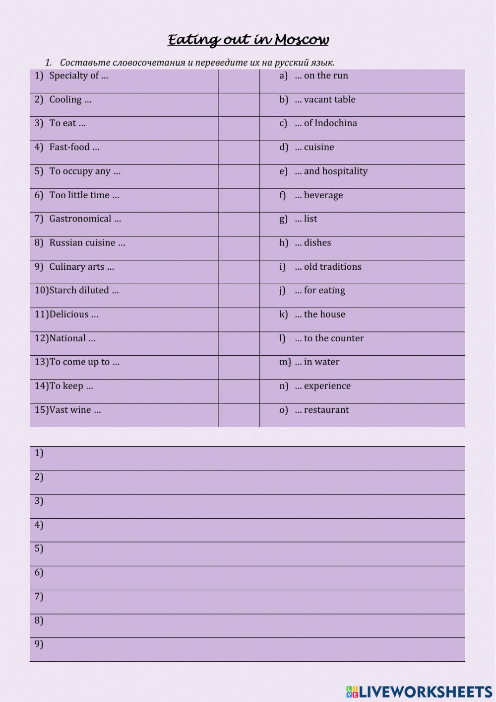 Eating out in Moscow