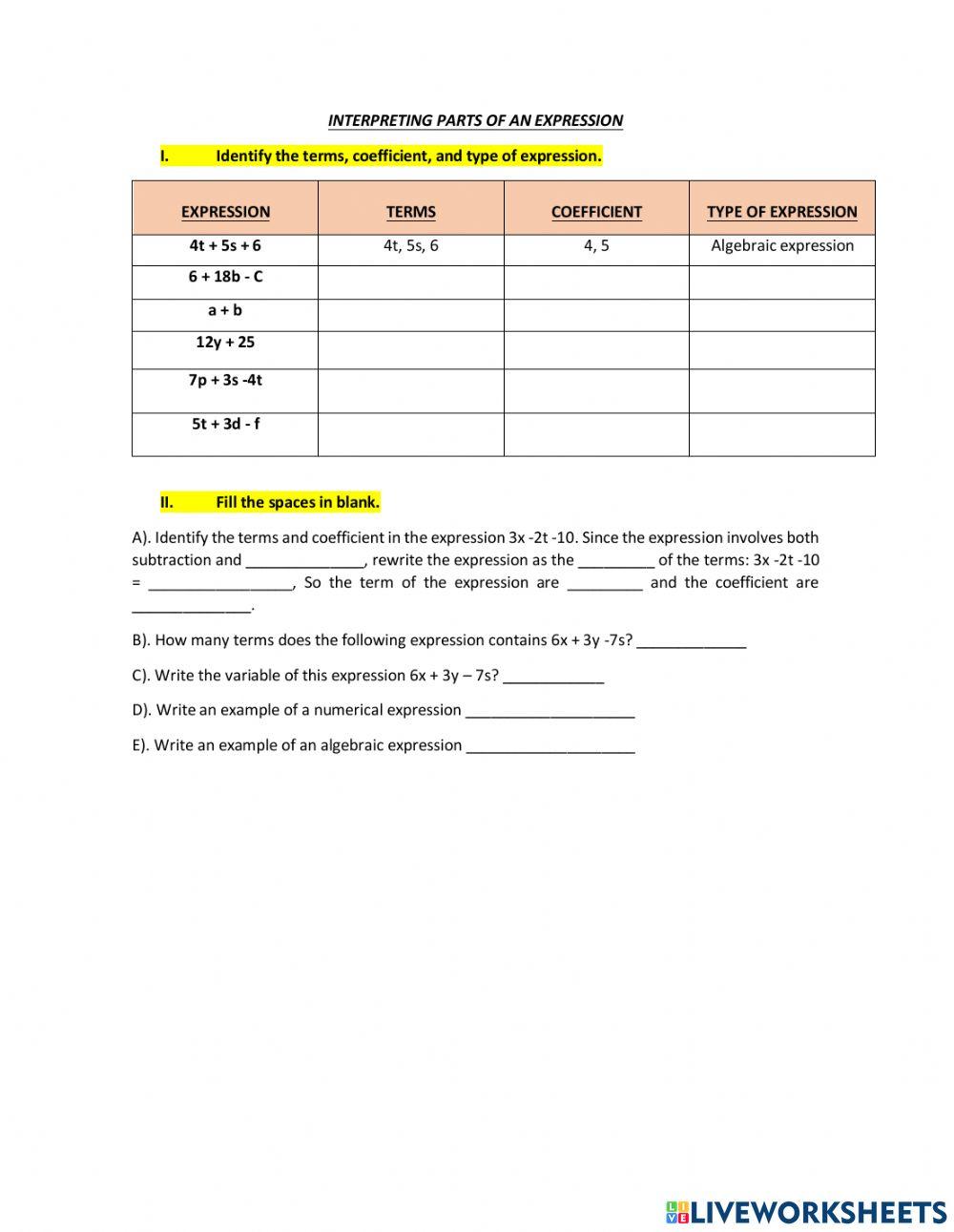 interpreting-parts-of-an-expression-worksheet-live-worksheets