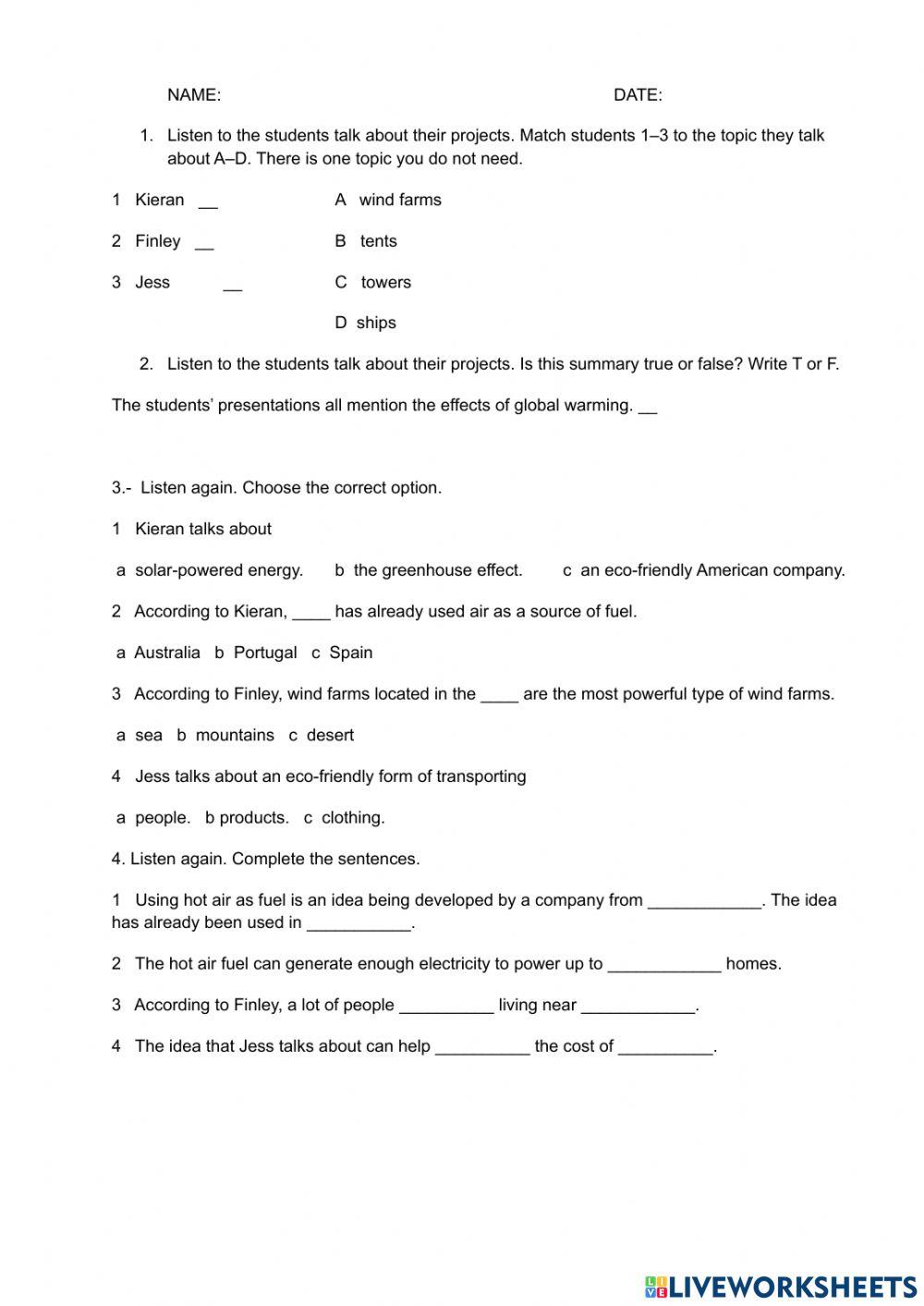 Listening test unit 2