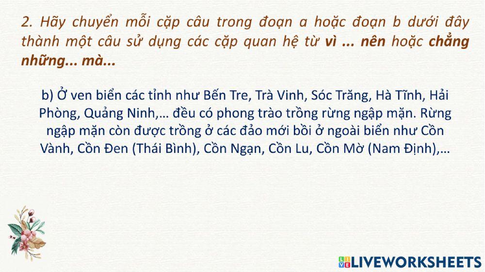 Luyện tập về quan hệ từ