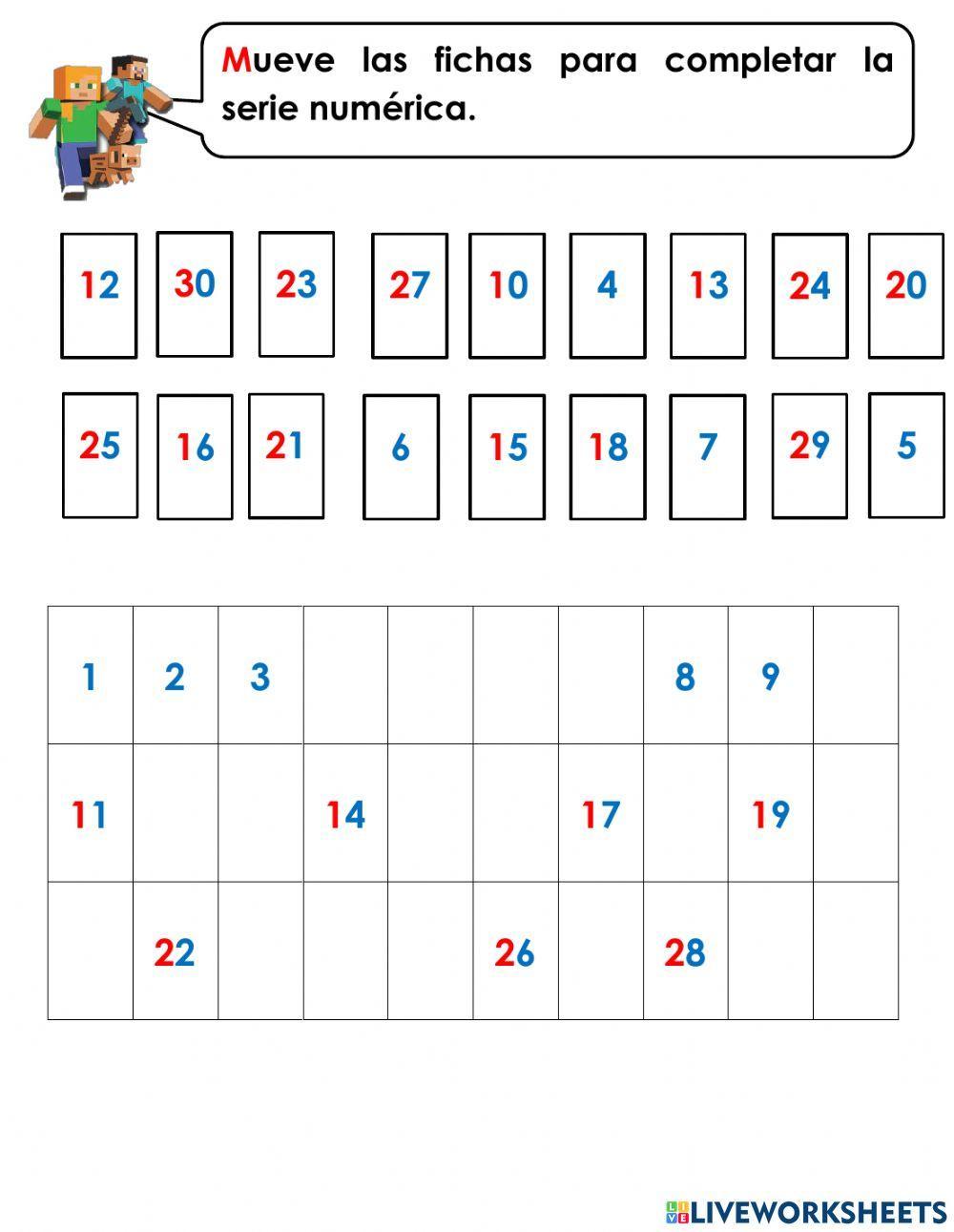 Completar serie del 1 al 30