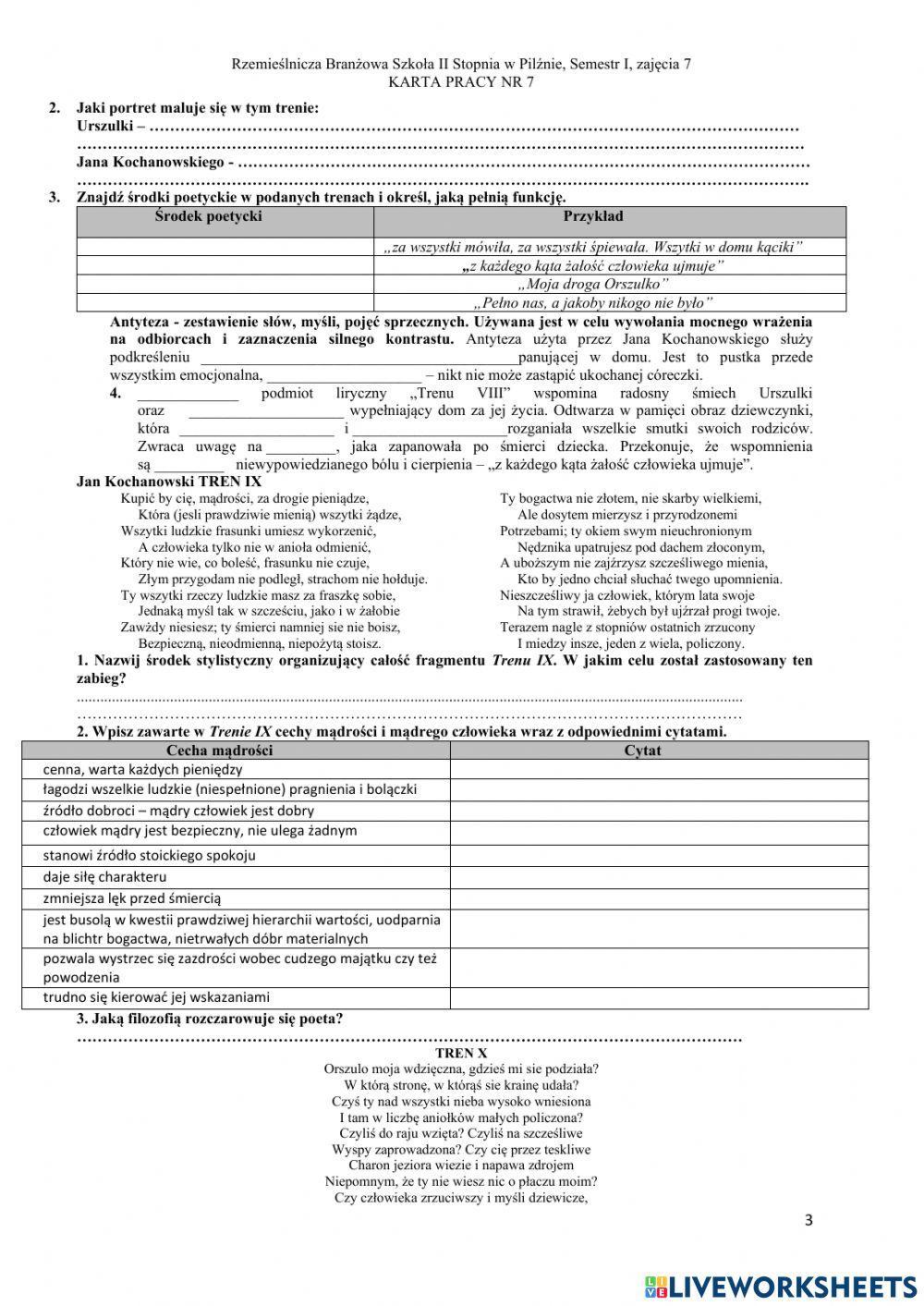 Rzemieślnicza Branżowa Szkoła II Stopnia w Pilźnie, semestr I, zajęcia 7