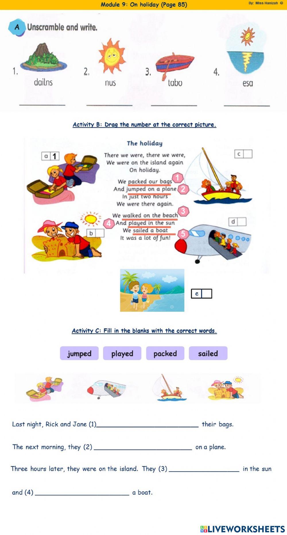 Year 3 On holiday (Page 85)