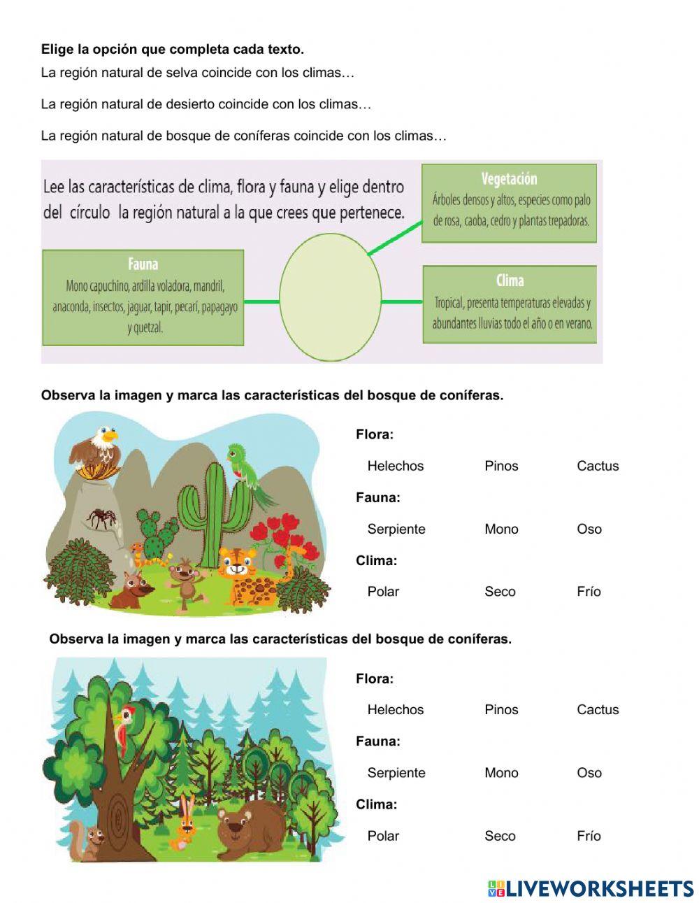 Climas y regiones naturales. Función de aparatos sexuales.