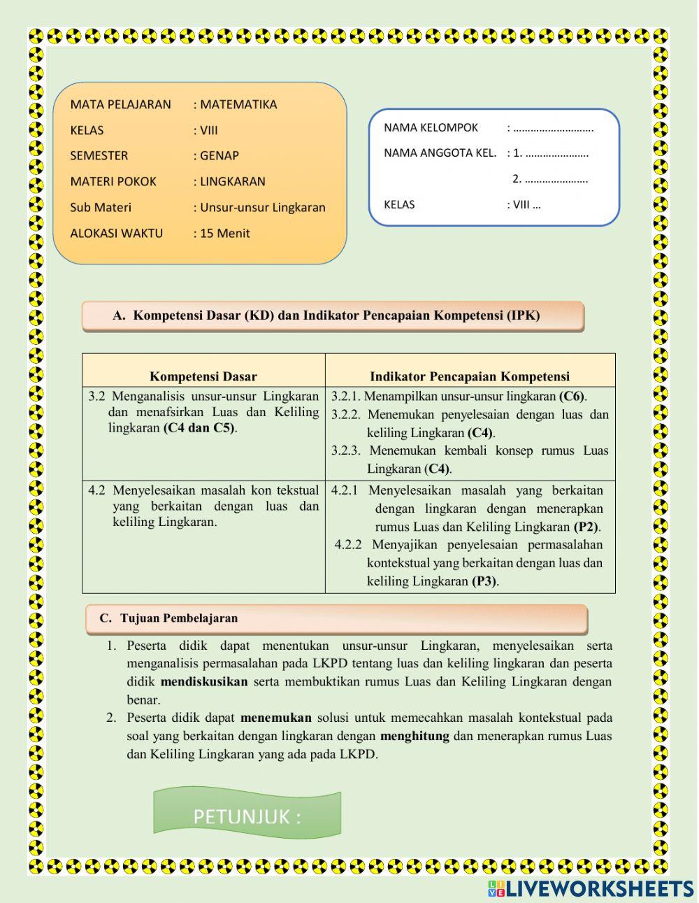 LKPD materi Lingkaran Kelas 8-Miranda Hutagaol