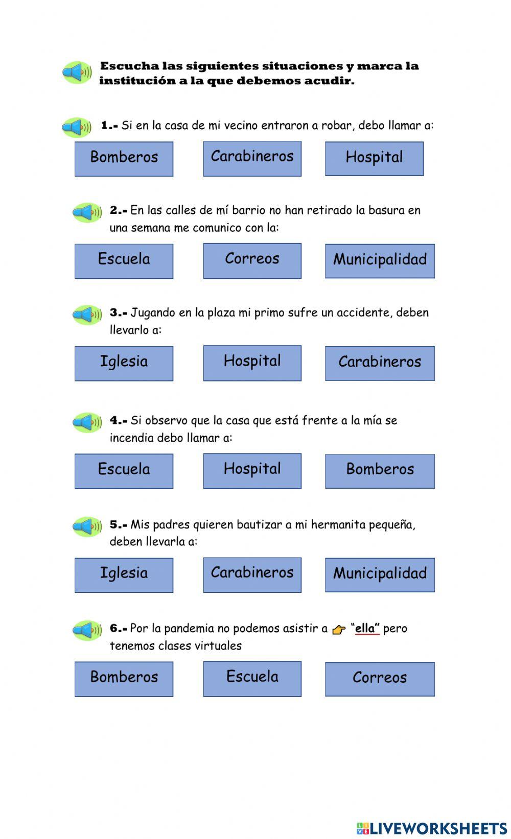 Las instituciones de mi comunidad