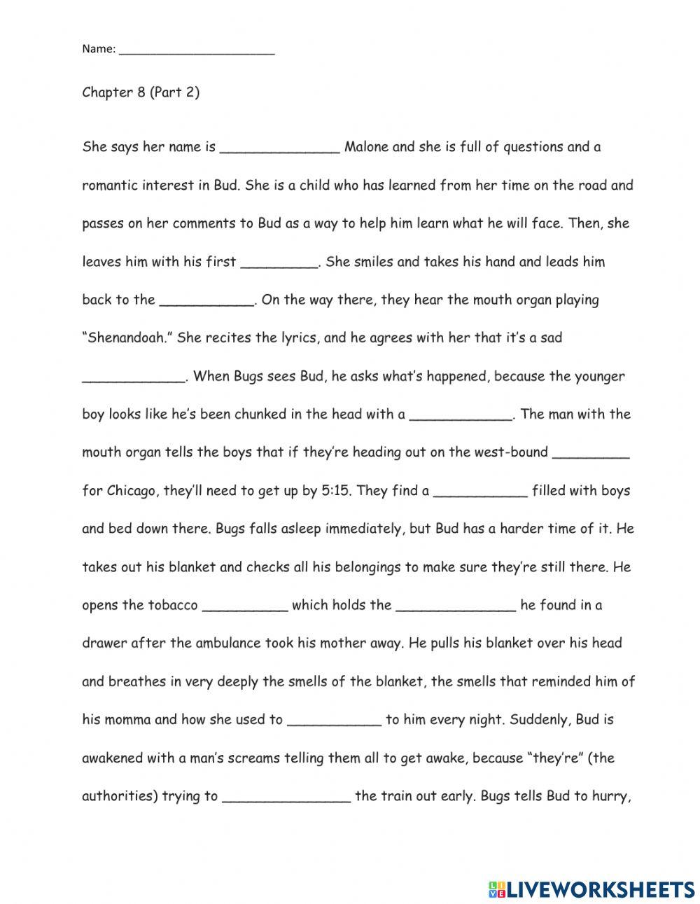 Bud, Not Buddy Chapter 8 Part 2 Summary