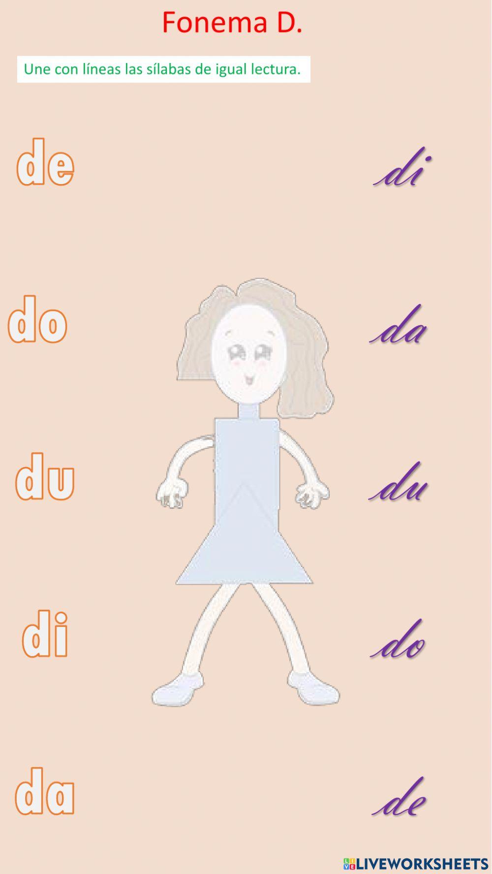 Une con líneas las sílabas de igual lectura.