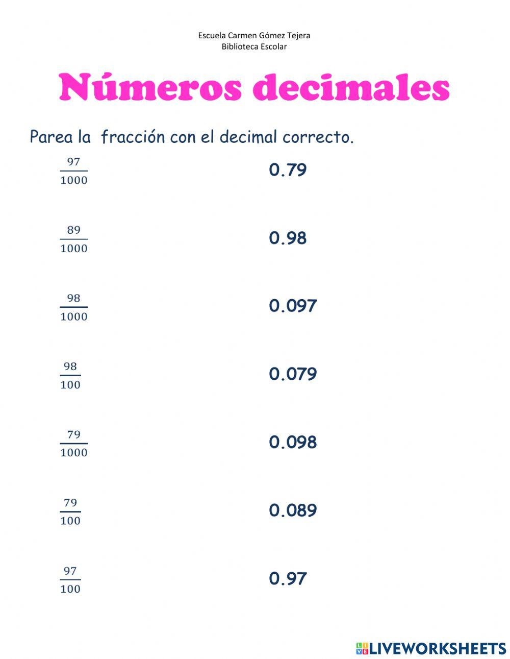 Cambiar de fracción a decimal