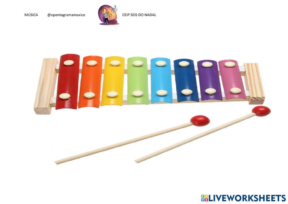 Xilófono notas musicales