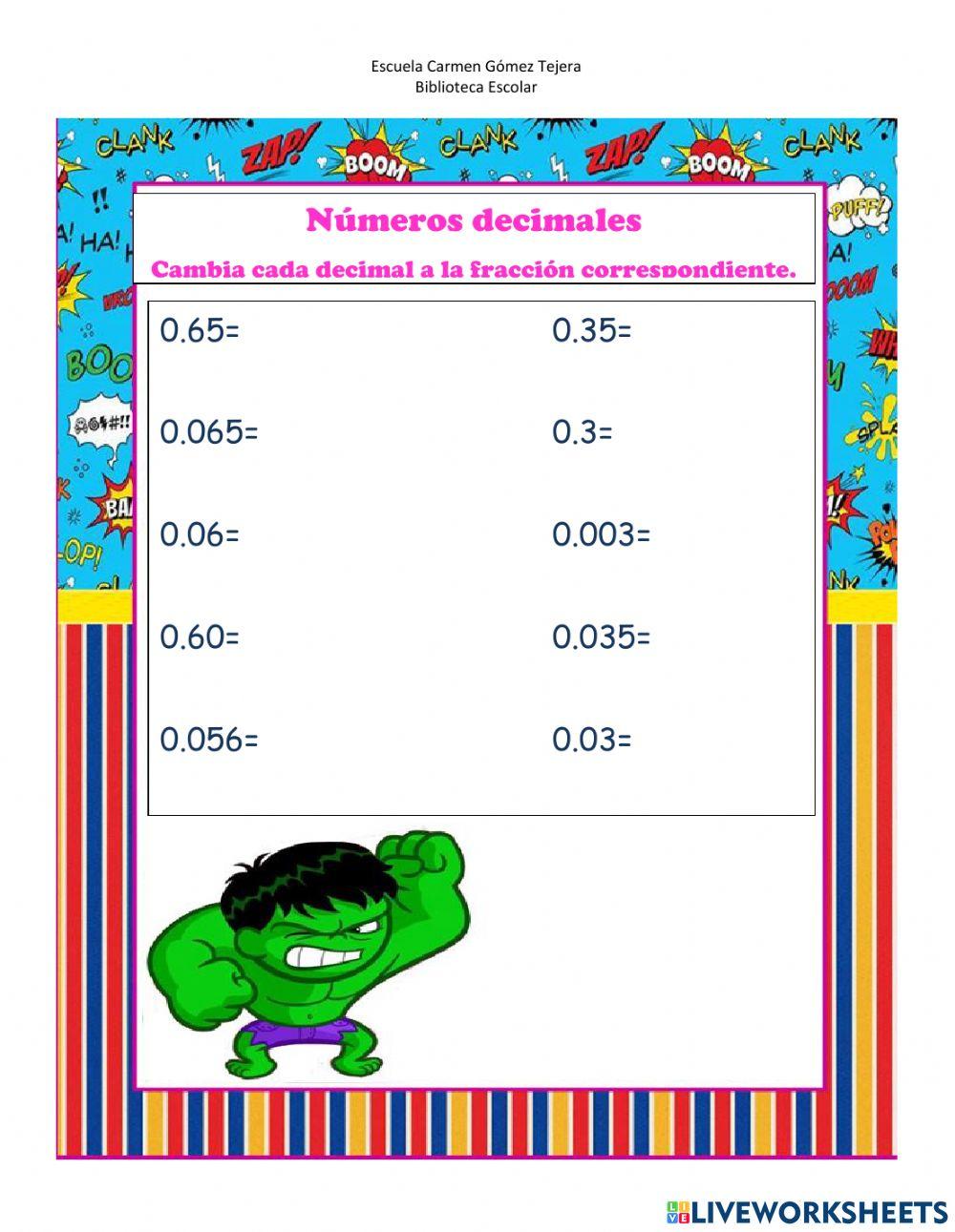 Cambiar de decimal a fracción