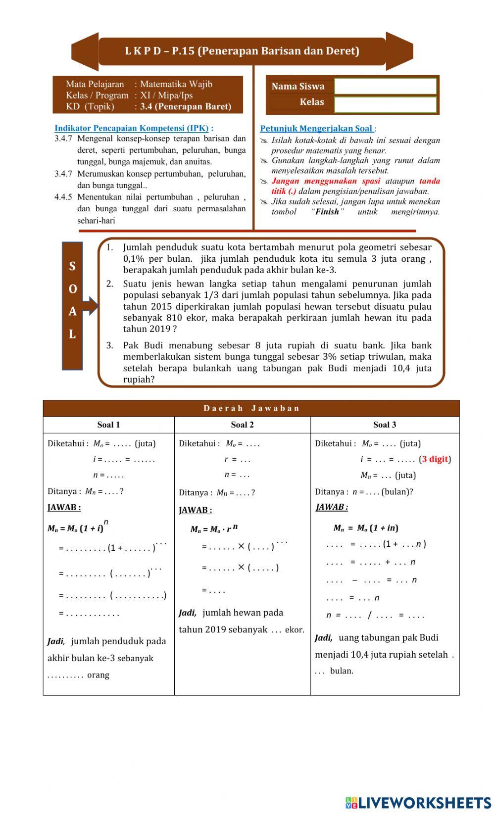 LKPD Penerapan Barisan dan Deret