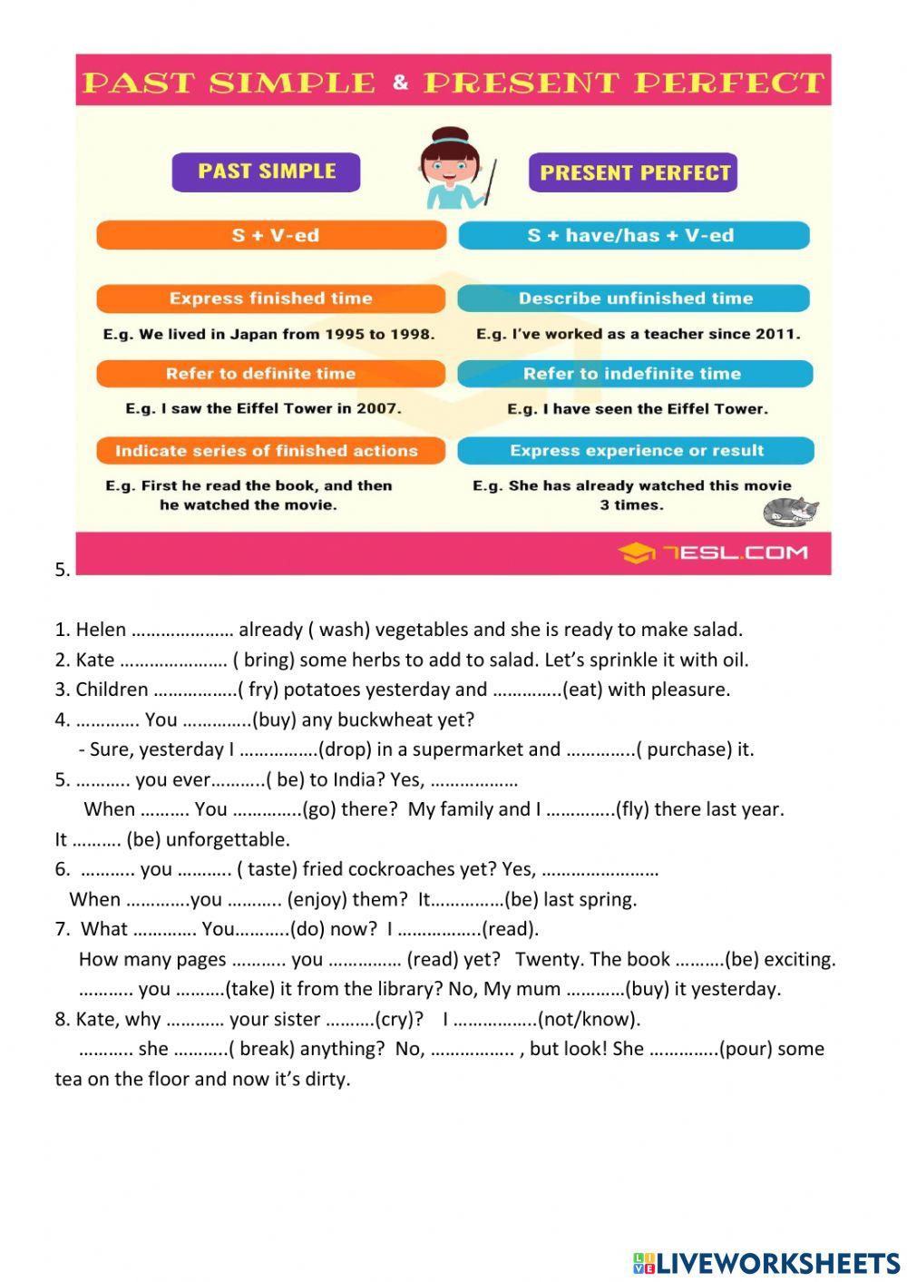 Present Perfect - past simple