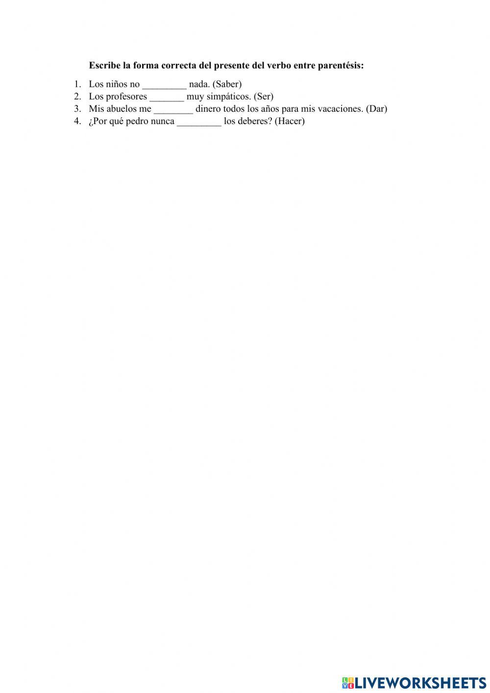 Present tense Spanish