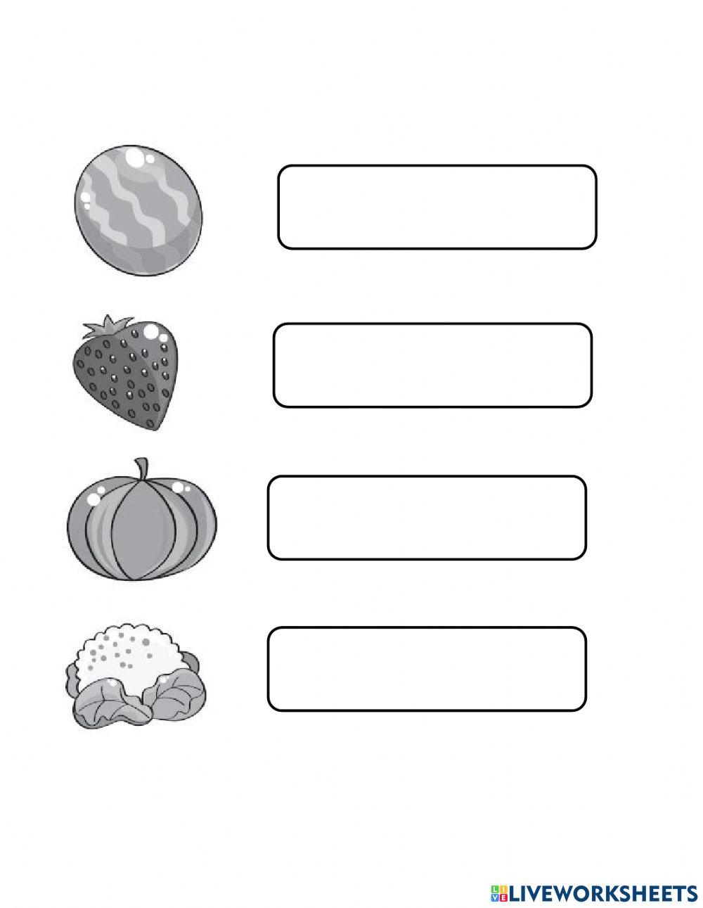 Fruits and vegetables writing