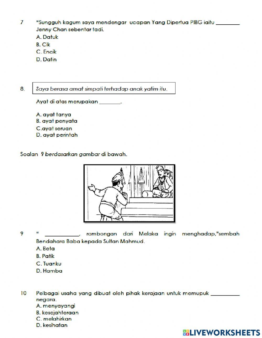 PENILAIAN SUMATIF PBD PENGGAL 2 BAHASA MELAYU PEMAHAMAN TAHUN 4 