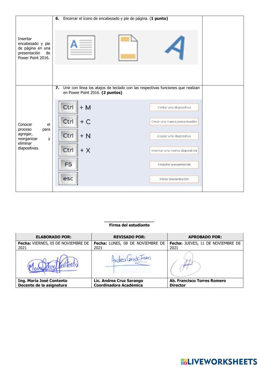 Evaluación del Primer Parcial de Computación Noveno del Segundo Quimestre
