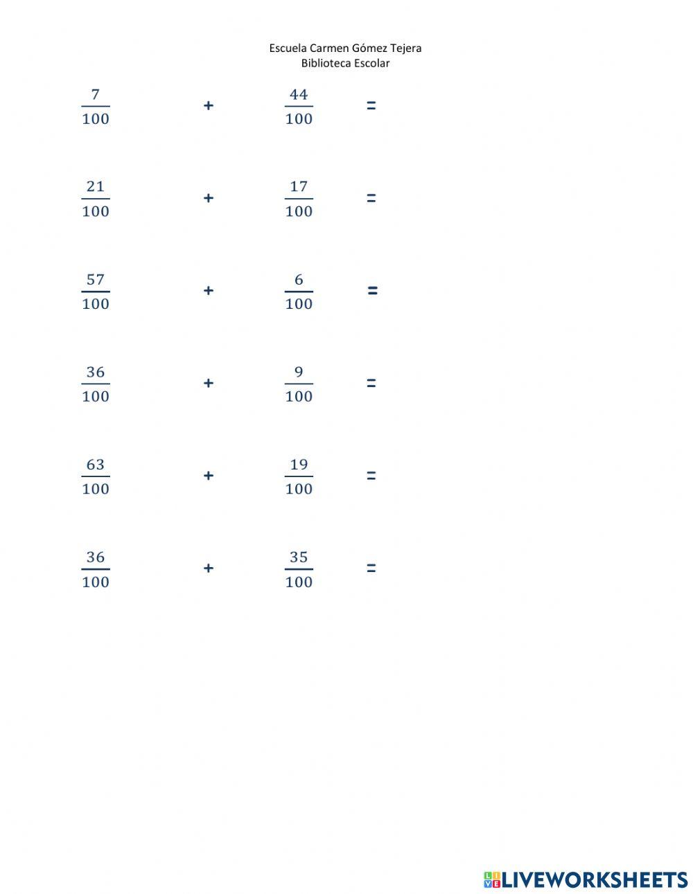 Suma de fracciones homogéneas