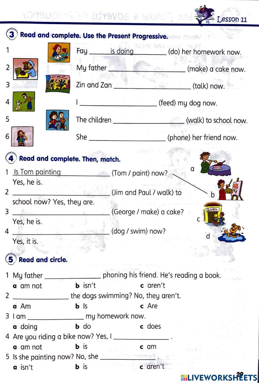 English Year 3 Present Progessive Ex.2