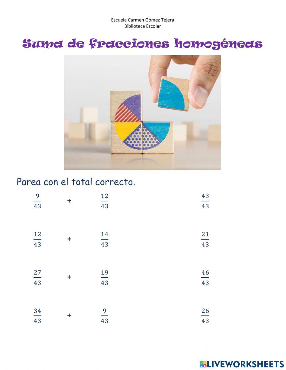 Suma de fracciones homogéneas