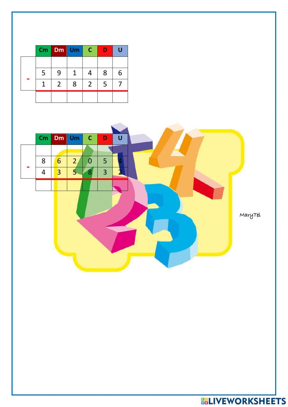 Adición y sustracción de seis cifras