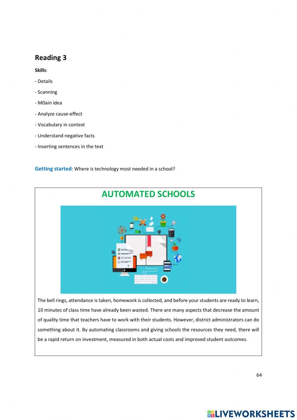 Unit 6 Reading 3 Automated Schools