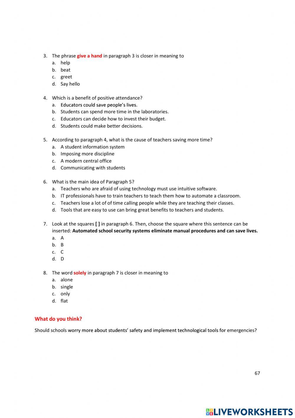 Unit 6 Reading 3 Automated Schools
