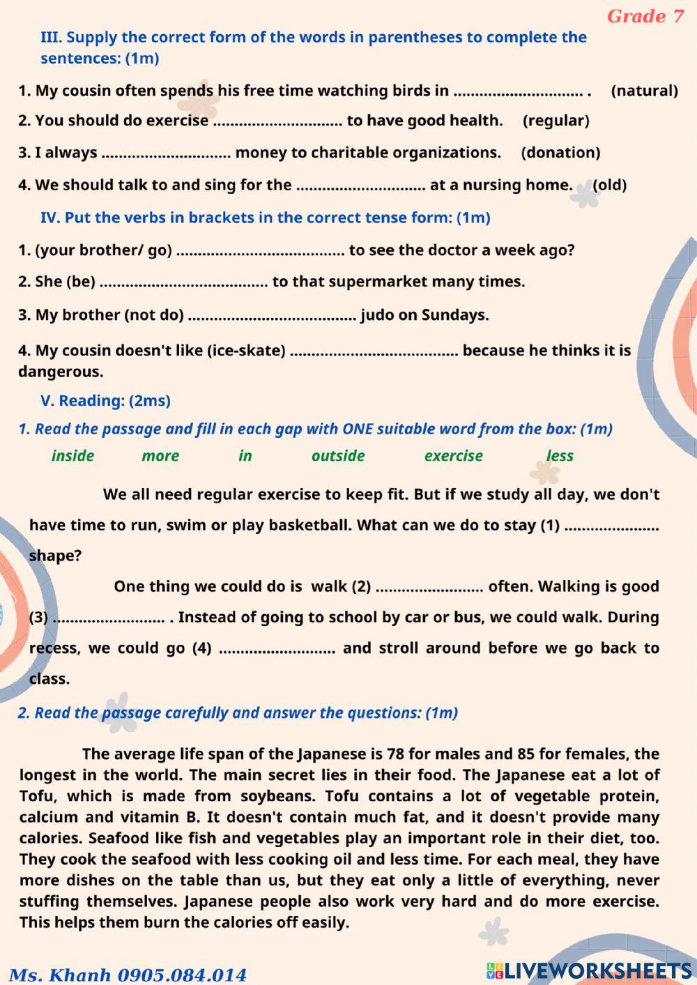 Mid-term Test 1 (B) Grade 7