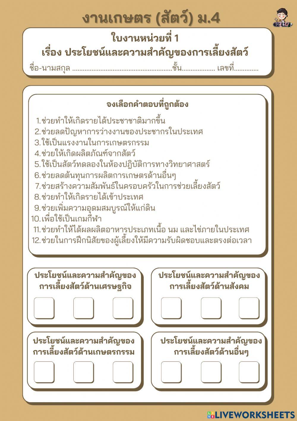 ประโยชน์และความสำคัญของการเลี้ยงสัตว์