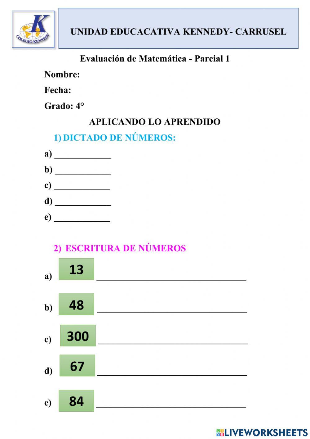 Evaluación de Matemática - Unidad 1