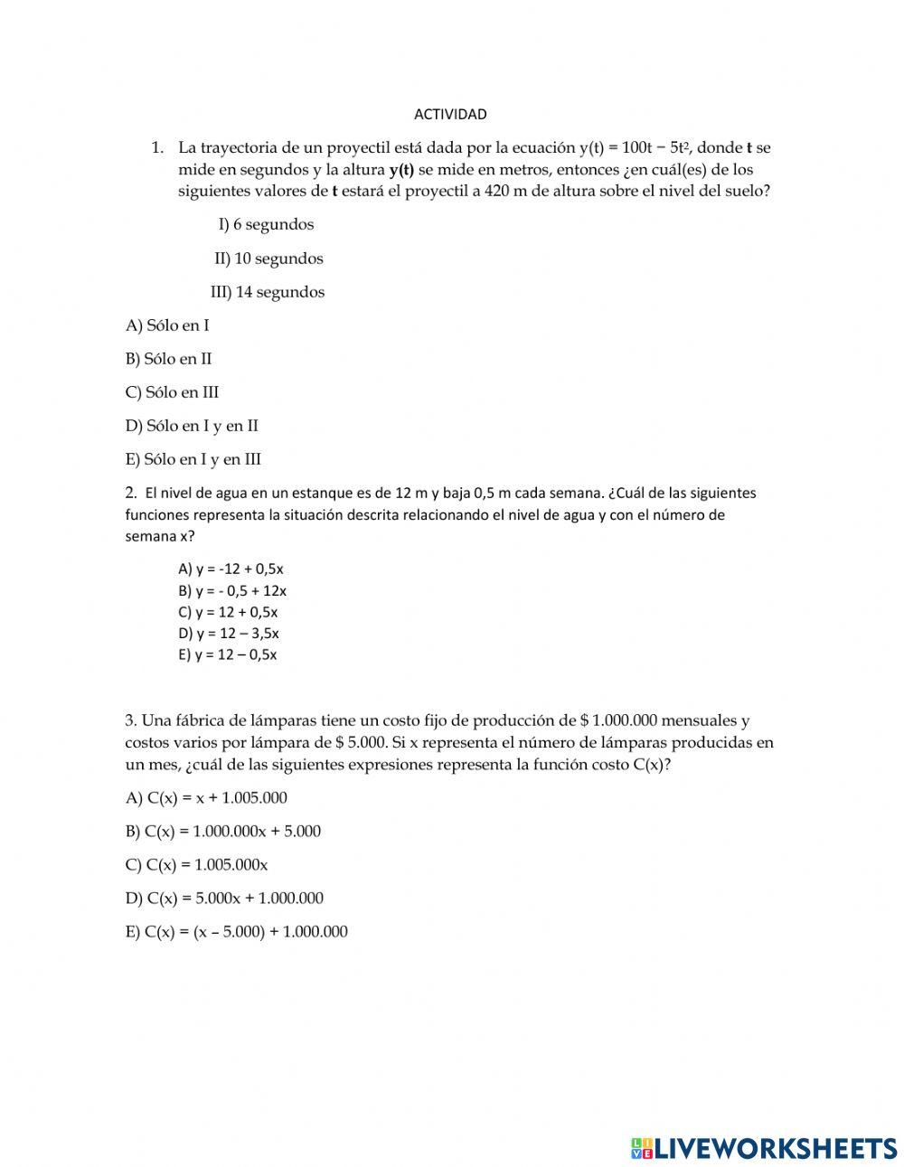 Problemas de funciones