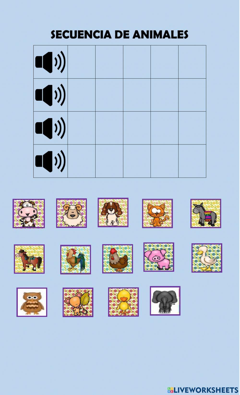 Secuencia de animales
